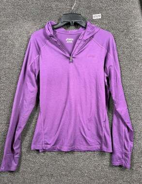 Asics Shirt Womens Medium Purple Hooded Quarter Zip Running Pullover Top